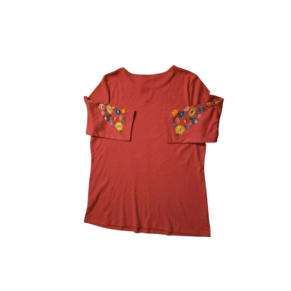 Quaker Factory NWT Pink L Embroidered Sleeve Boho Bohemian Cottage Core - Picture 2 of 5